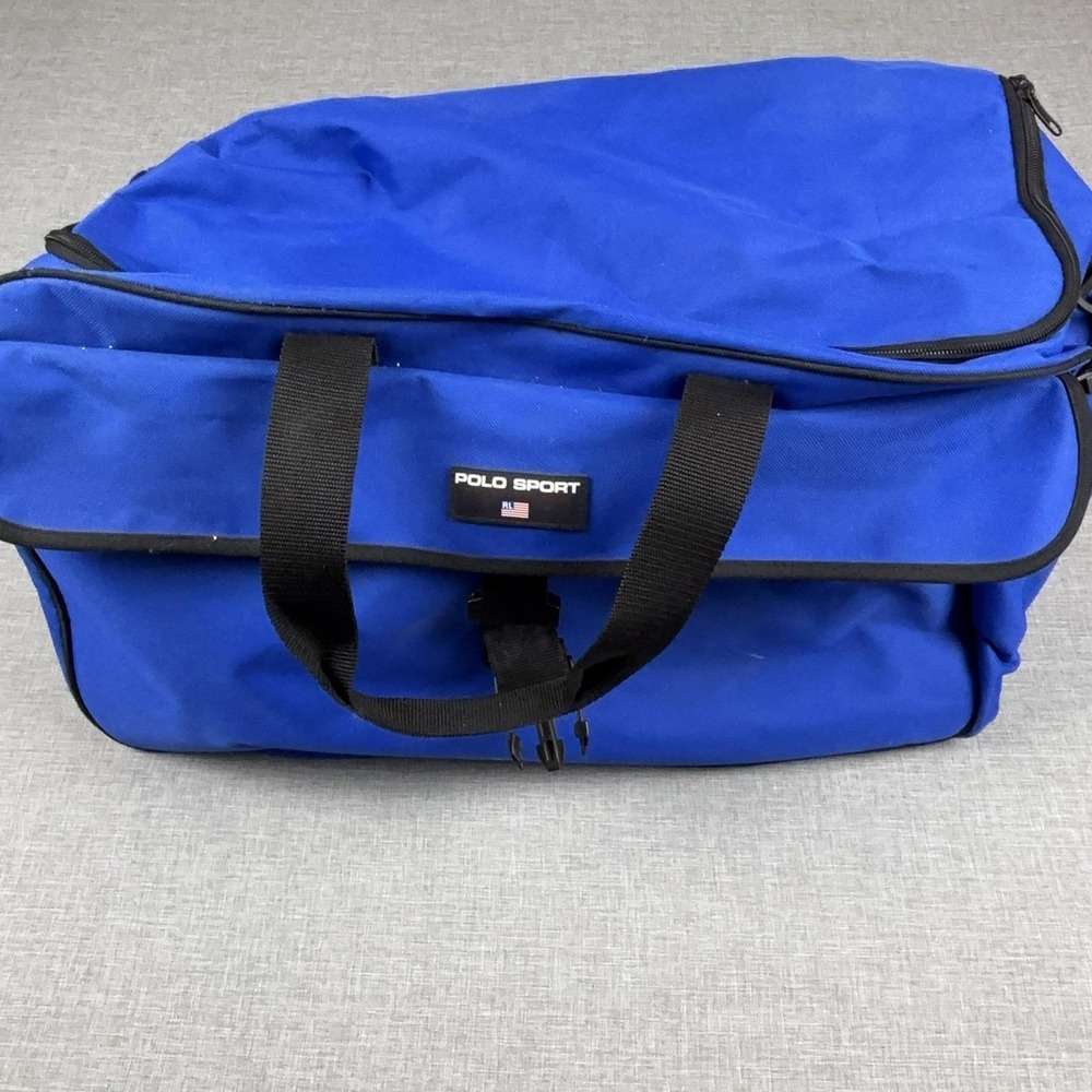 Polo Sport Ralph Lauren Blue Nylon Duffle Bag 23" Men Gym Travel Gear Carry On